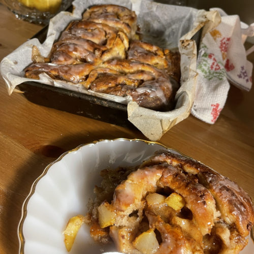 pear cider cinnamon rolls