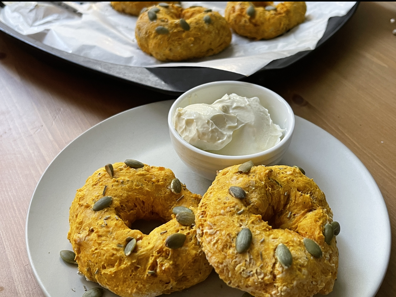 pumpkin rosemary bagels